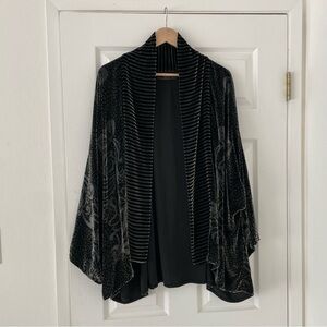 Vintage Charles Patricia Lester Couture Velvet Silk Burnout Wrap One Size Black